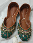Green Nawabi Khussa - Emeralds 