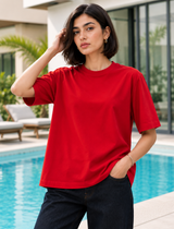 SOOT Premium Red Boxy Tee in 100% Cotton
