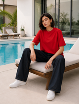 SOOT Premium Red Boxy Tee in 100% Cotton