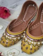Yellow Nawabi Khussa - Emeralds 