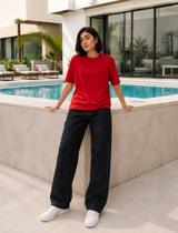 SOOT Premium Red Boxy Tee in 100% Cotton