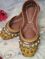 Yellow Nawabi Khussa - Emeralds 