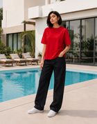 SOOT Premium Red Boxy Tee in 100% Cotton