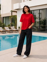 SOOT Premium Red Boxy Tee in 100% Cotton