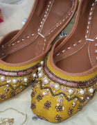 Yellow Nawabi Khussa - Emeralds 