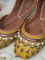 Yellow Nawabi Khussa - Emeralds 