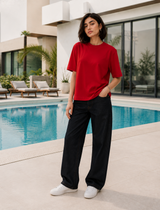 SOOT Premium Red Boxy Tee in 100% Cotton