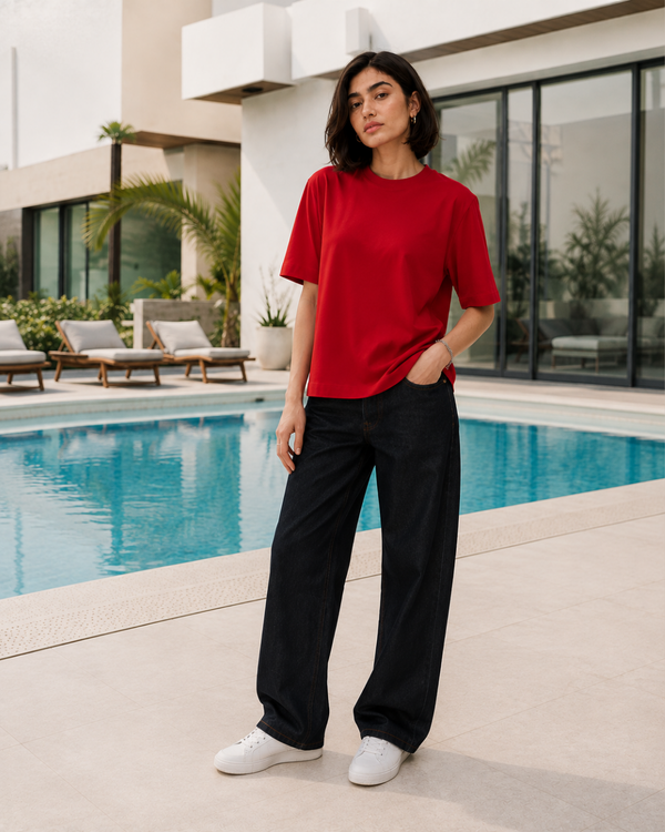 SOOT Premium Boxy Tee — Red For Women
