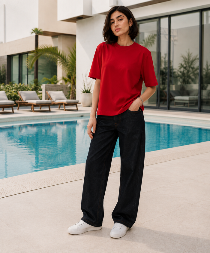 SOOT Premium Boxy Tee — Red For Women