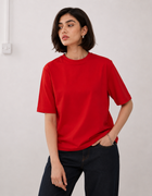 SOOT Premium Red Boxy Tee in 100% Cotton