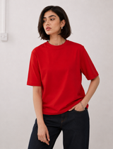 SOOT Premium Red Boxy Tee in 100% Cotton