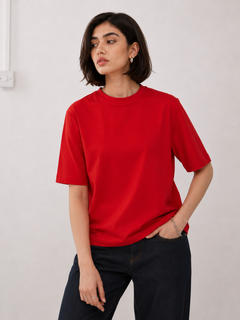 SOOT Premium Red Boxy Tee in 100% Cotton