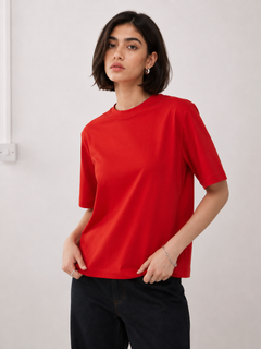 SOOT Premium Red Boxy Tee in 100% Cotton