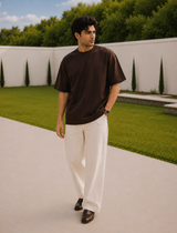 SOOT Premium Chocolate Brown Boxy Tee in 100% Cotton