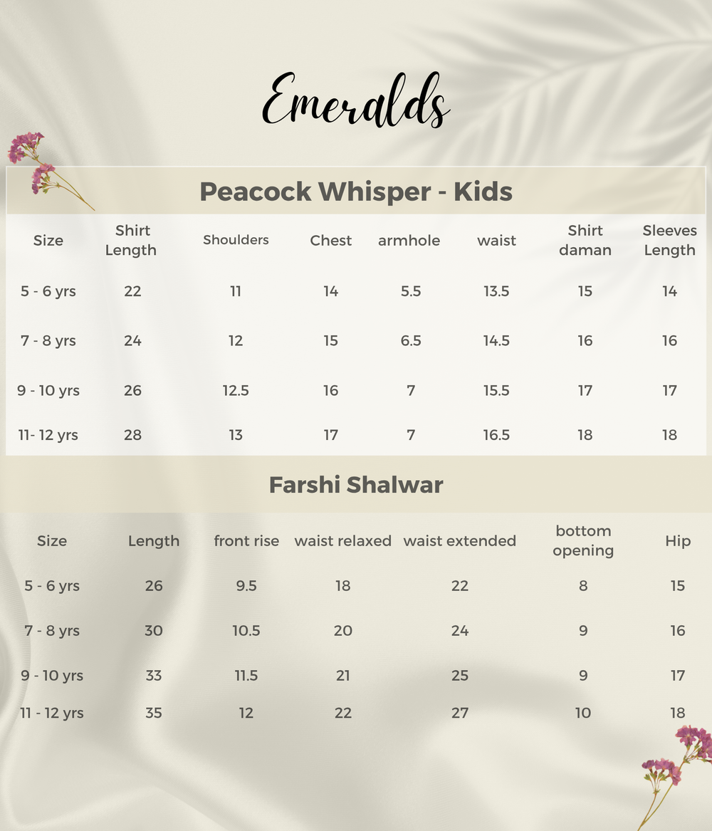 Mini Peacock Whisper Size Guide