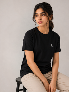 Black Essential Tee - Emeralds 