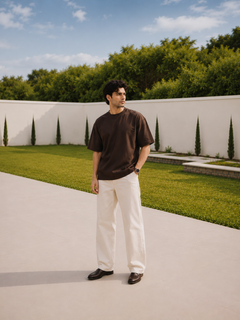 SOOT Premium Chocolate Brown Boxy Tee in 100% Cotton