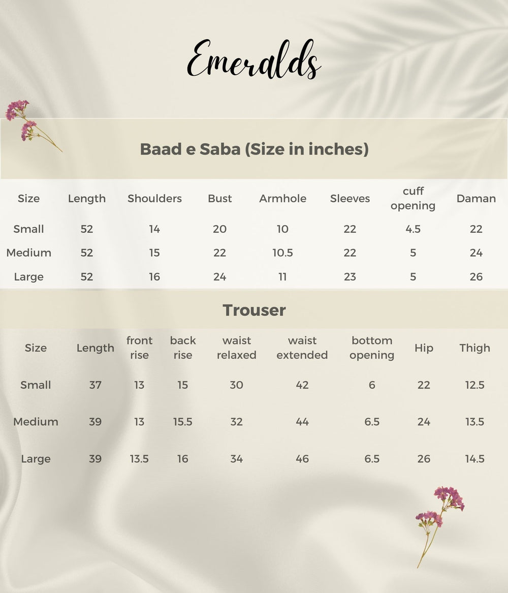 Baad e Saba Size Guide