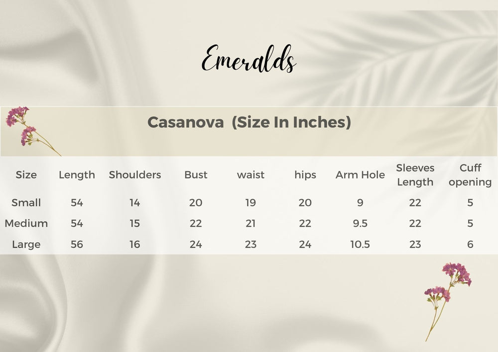 Casanova Size Guide