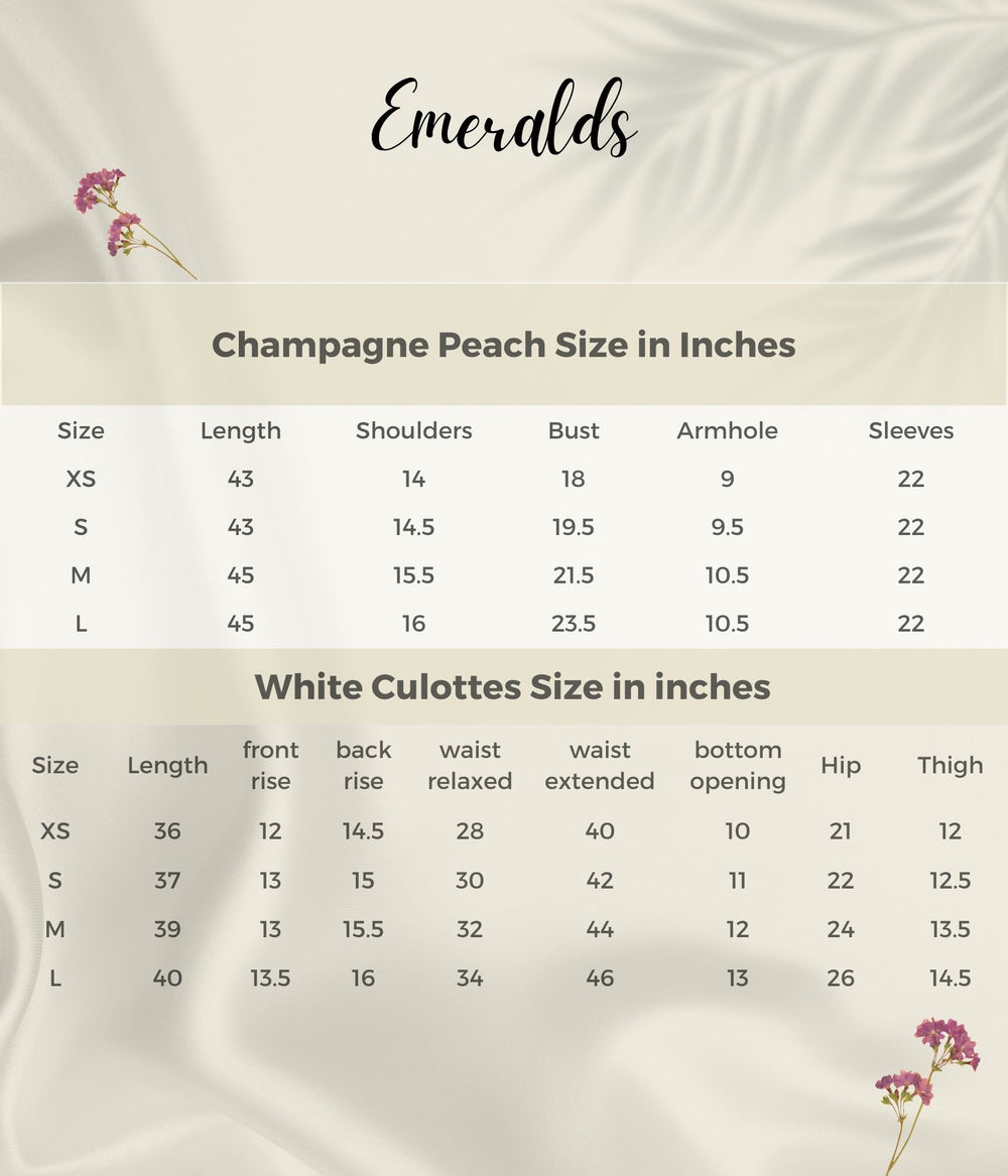 Champagne Peach Size Guide