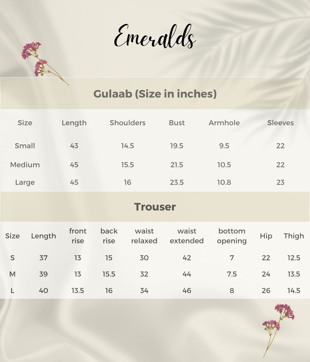 Gulaab Size Guide