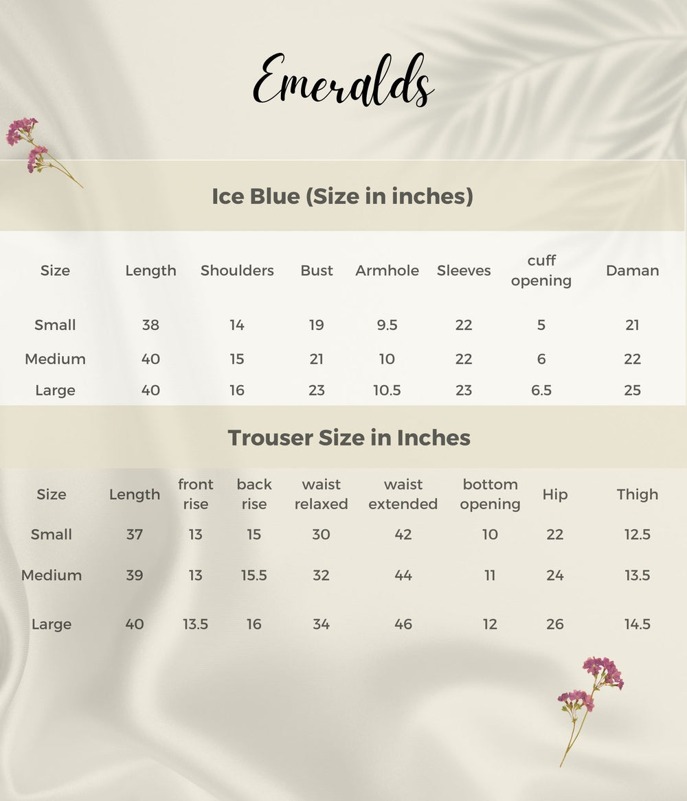 Ice Blue Size Guide
