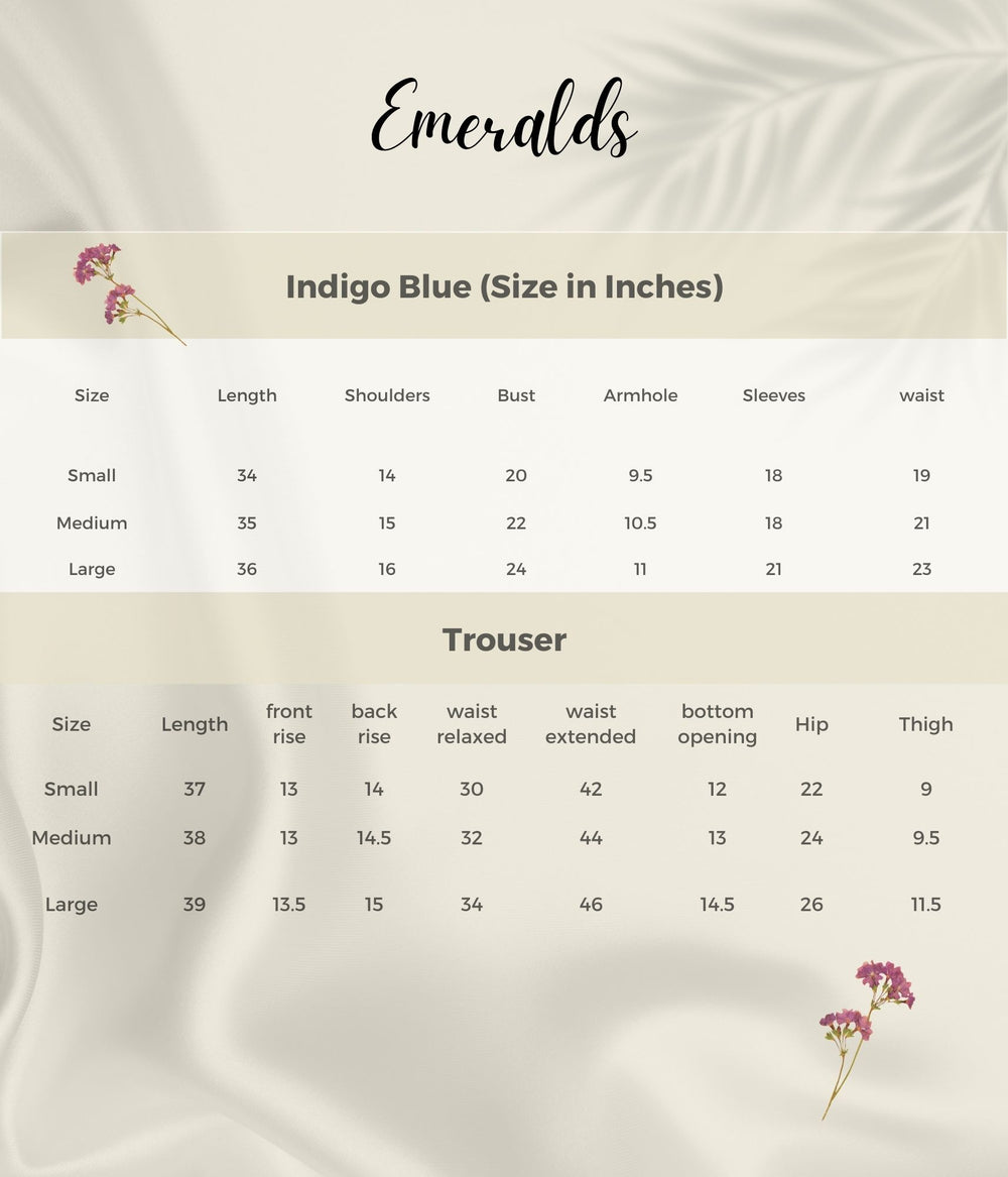 Indigo Blue Size Guide