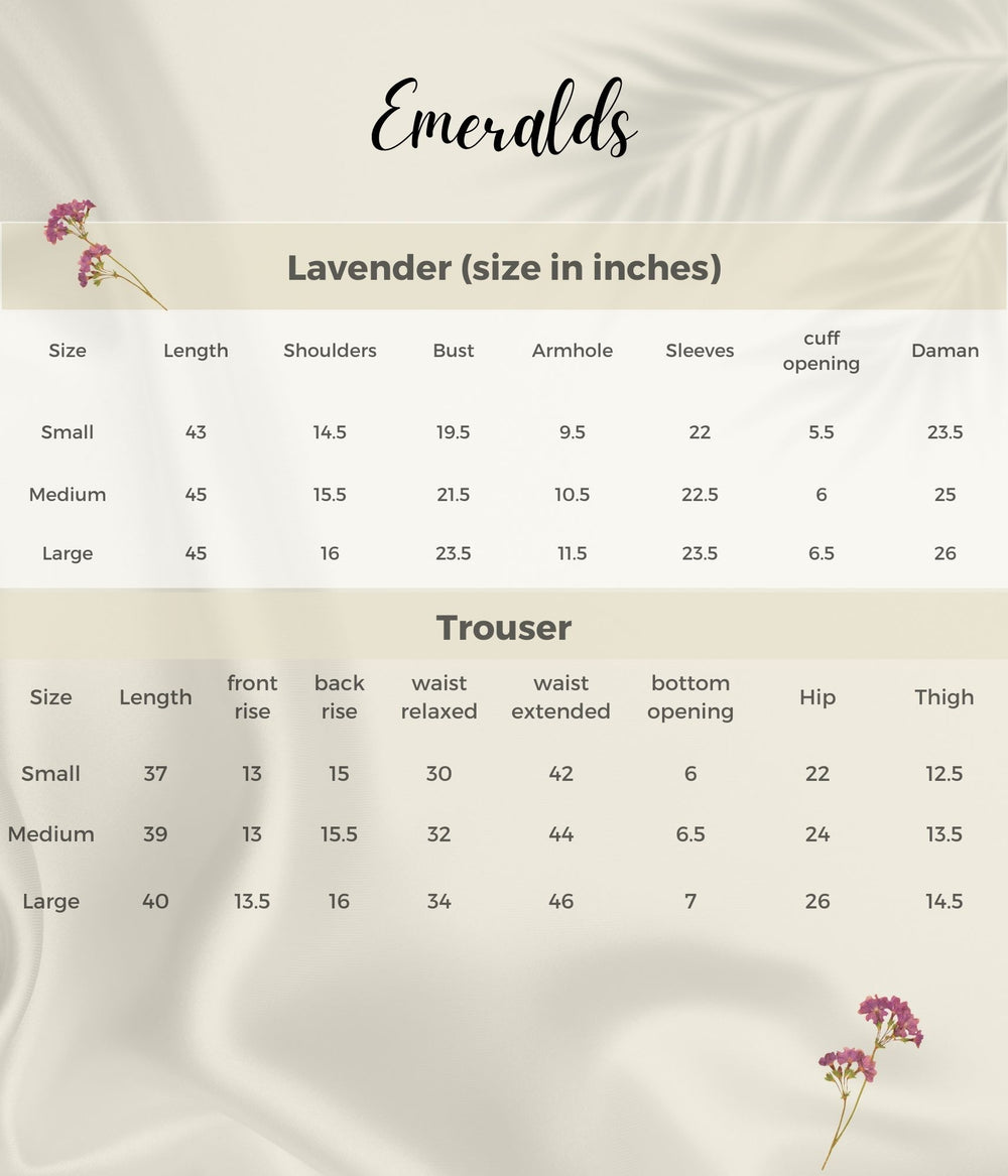 Lavender Size Guide