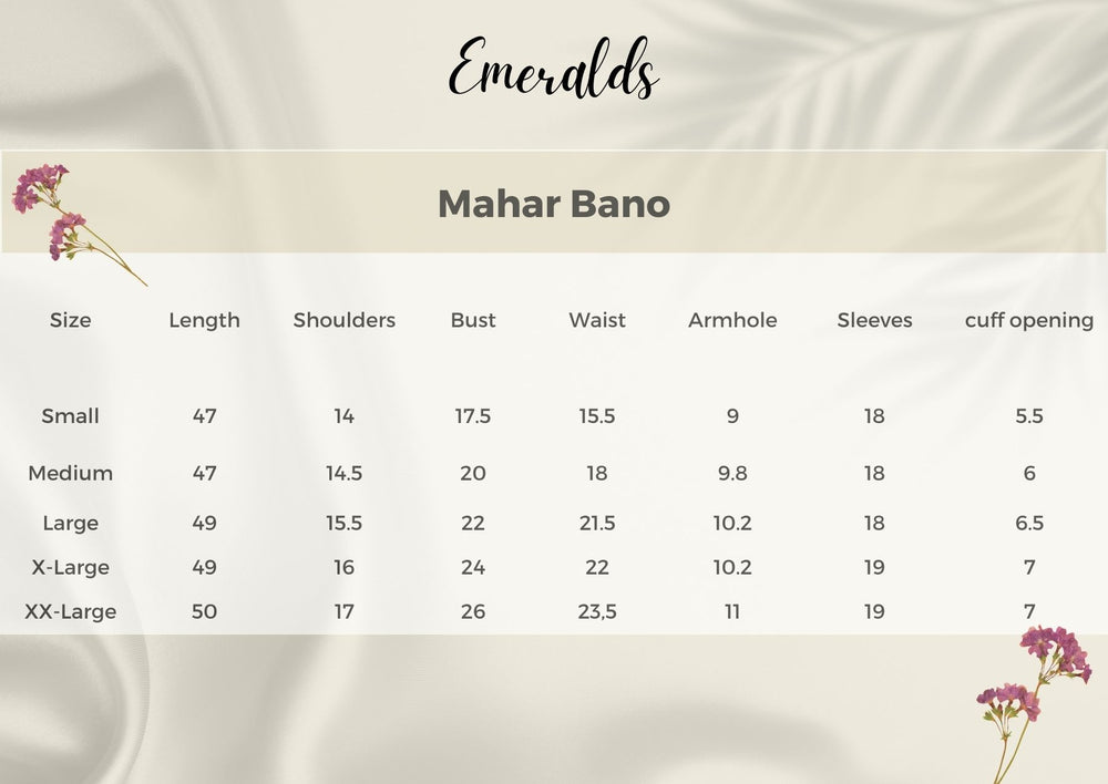 Mahar Bano Size Guide