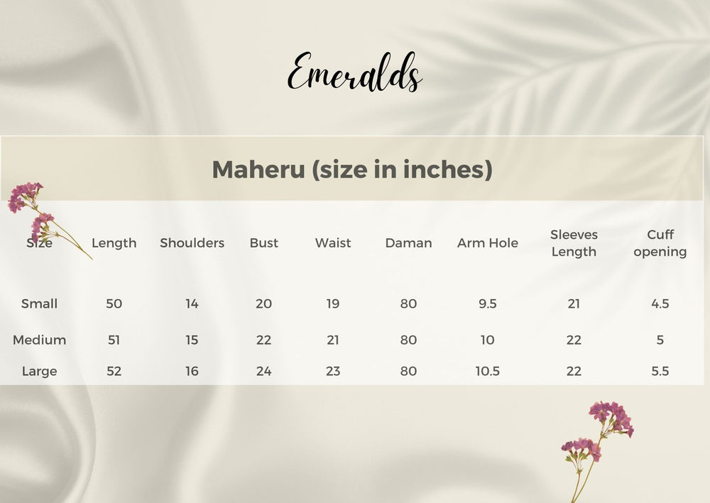 Maheru Size Guide
