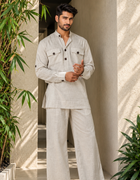 Men's relaxed-fit Khaddi outfit with wide-leg trousers