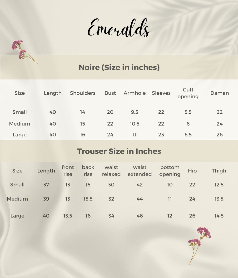Noire Size Guide