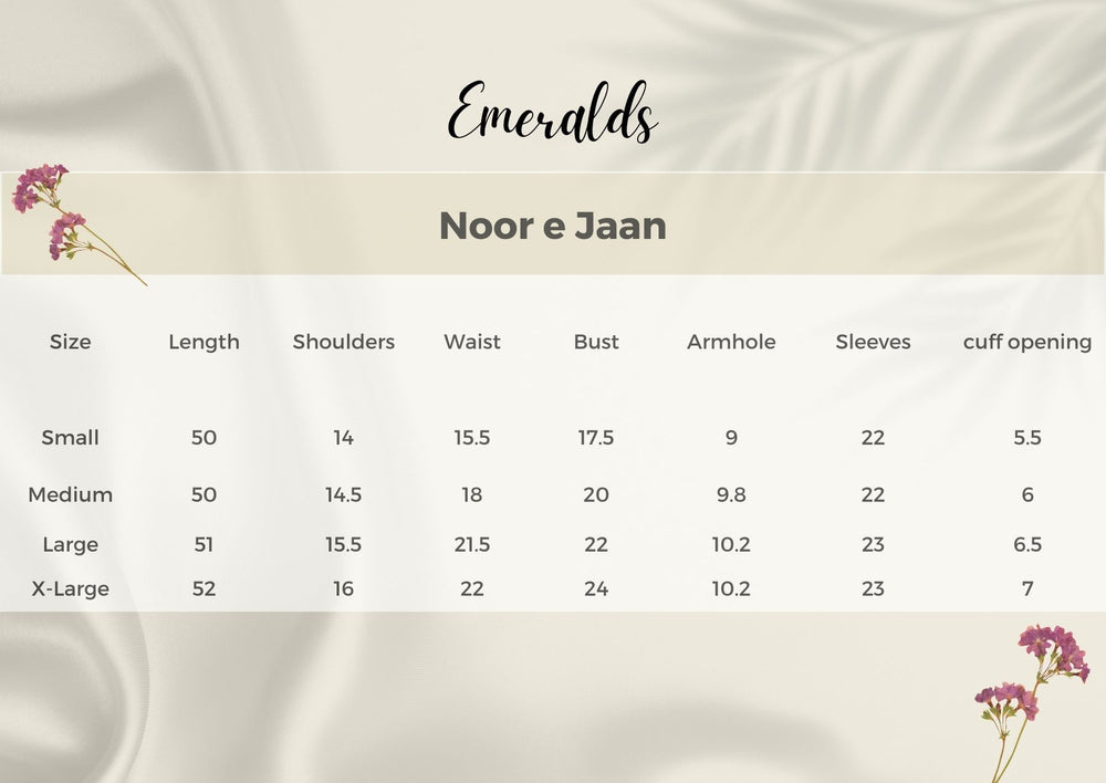 Noor e Jaan Size Guide