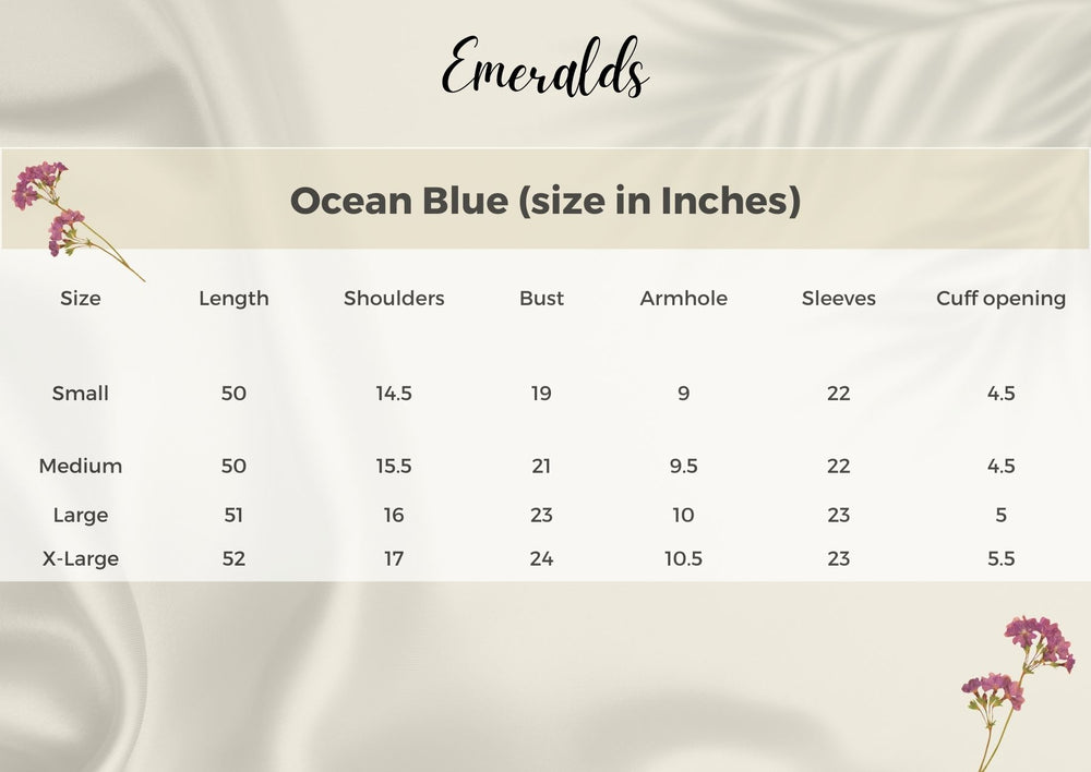 Ocean Blue Size Guide
