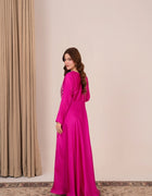 Mother and daughter matching fuchsia silk maxis – Ruby by Emeralds