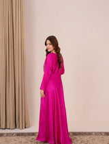 Mother and daughter matching fuchsia silk maxis – Ruby by Emeralds