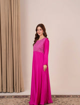 Close-up of criss-cross silver tilla and diamante handwork – Ruby dress