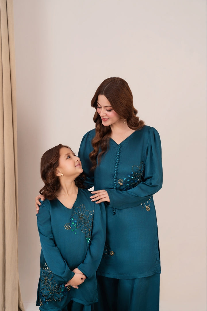 Peacock Whisper girls dress – elegant kids festive outfit in Pakistan