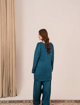 V-neck short shirt with Farshi shalwar – Peacock Whisper by Emeralds