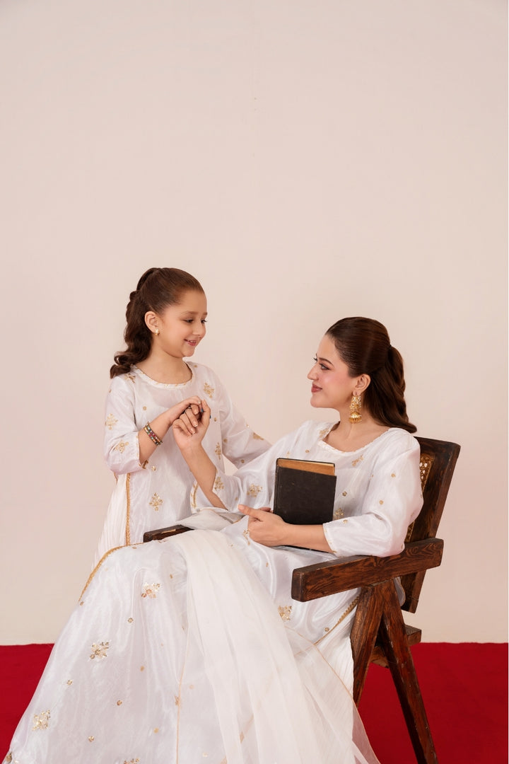 Pakistani festive wear – Starburst embroidered silk outfit for women