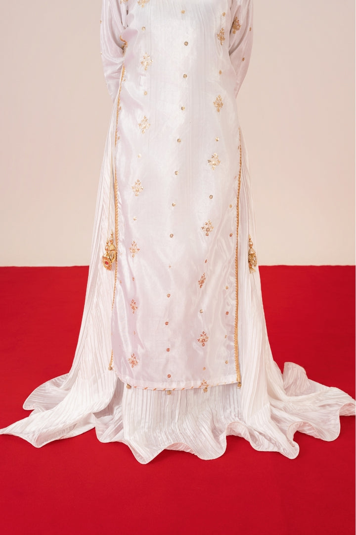 Starburst couture – embroidered white silk ensemble for weddings