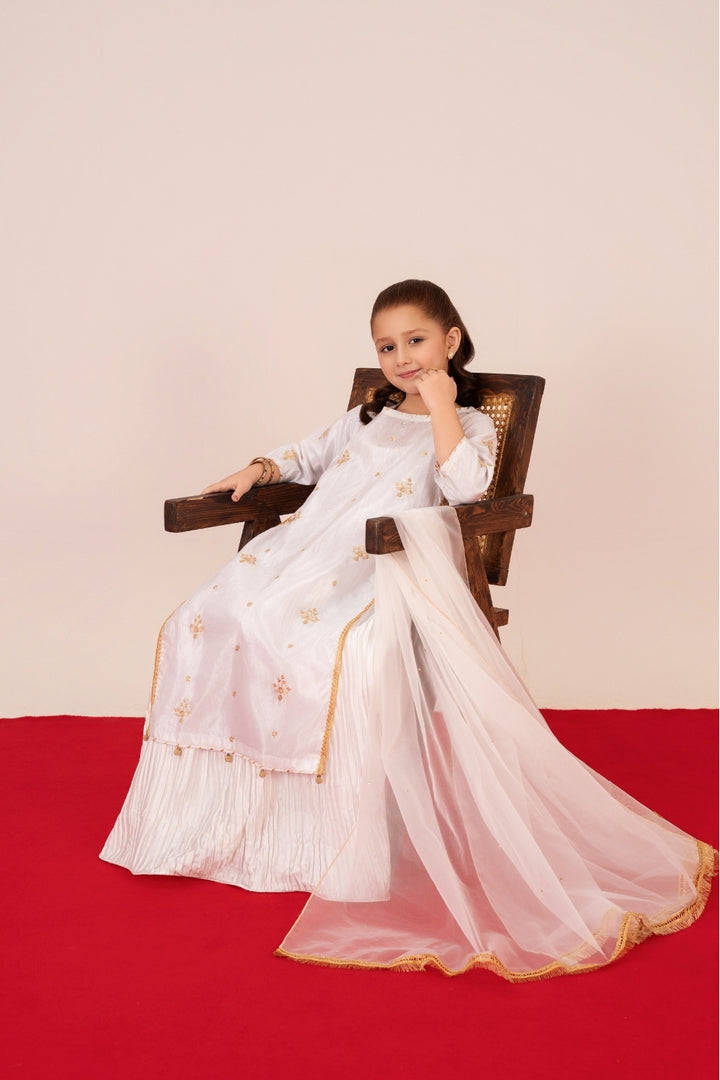 Stylish Pakistani kids outfit – Mini Starburst white designer dress