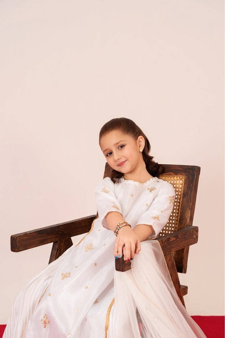 Pakistani designer kids clothing – Mini Starburst white dress