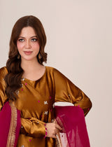 Close-up of Korean Velvet Dress with Hand Adda Work and Sequins by Emeralds