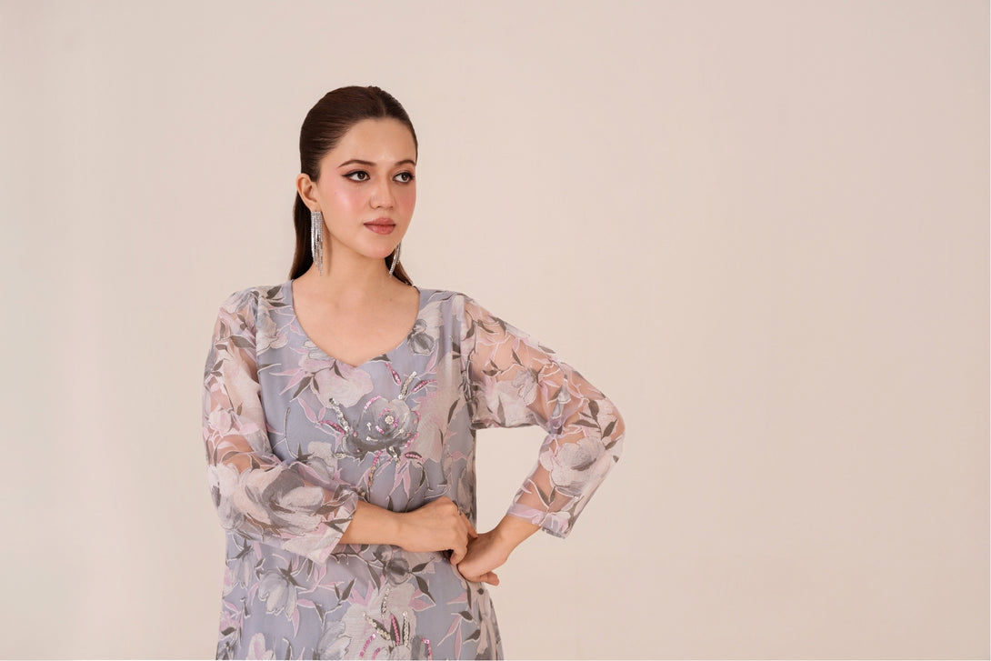 Stylish opal-toned dress – Pakistani designer women’s clothing