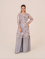 Silver and baby pink organza hand-embellished short shirt by Emeralds
