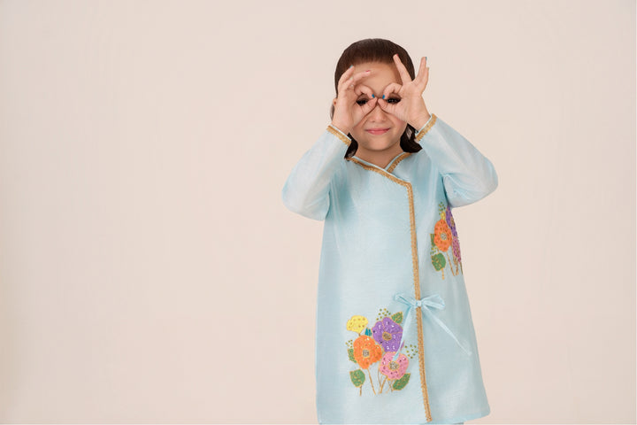 Floral embroidered kids dress – Floral Whimsy designer wear