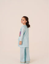 Angrakha-style shirt with culotte trouser.