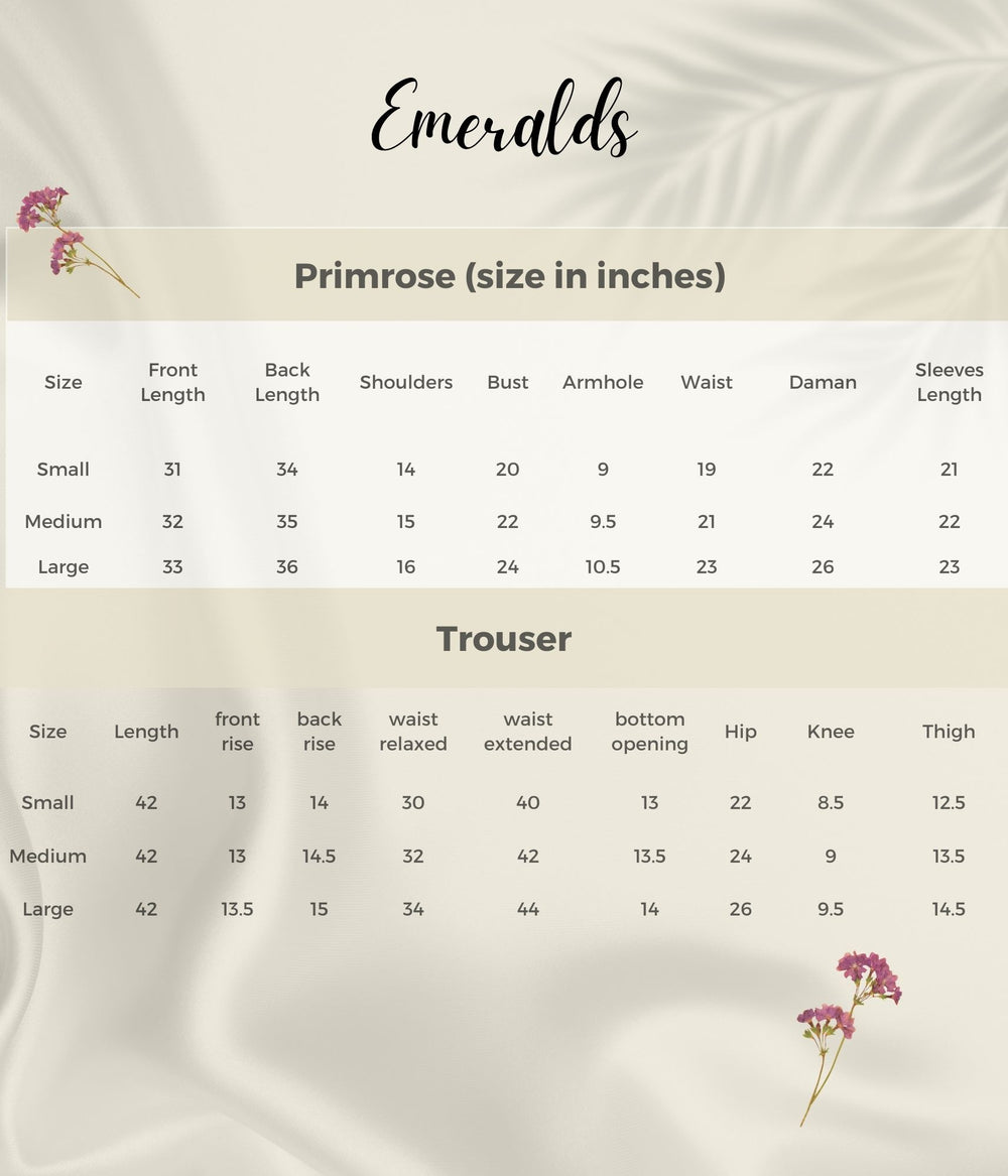 Primrose Size Guide