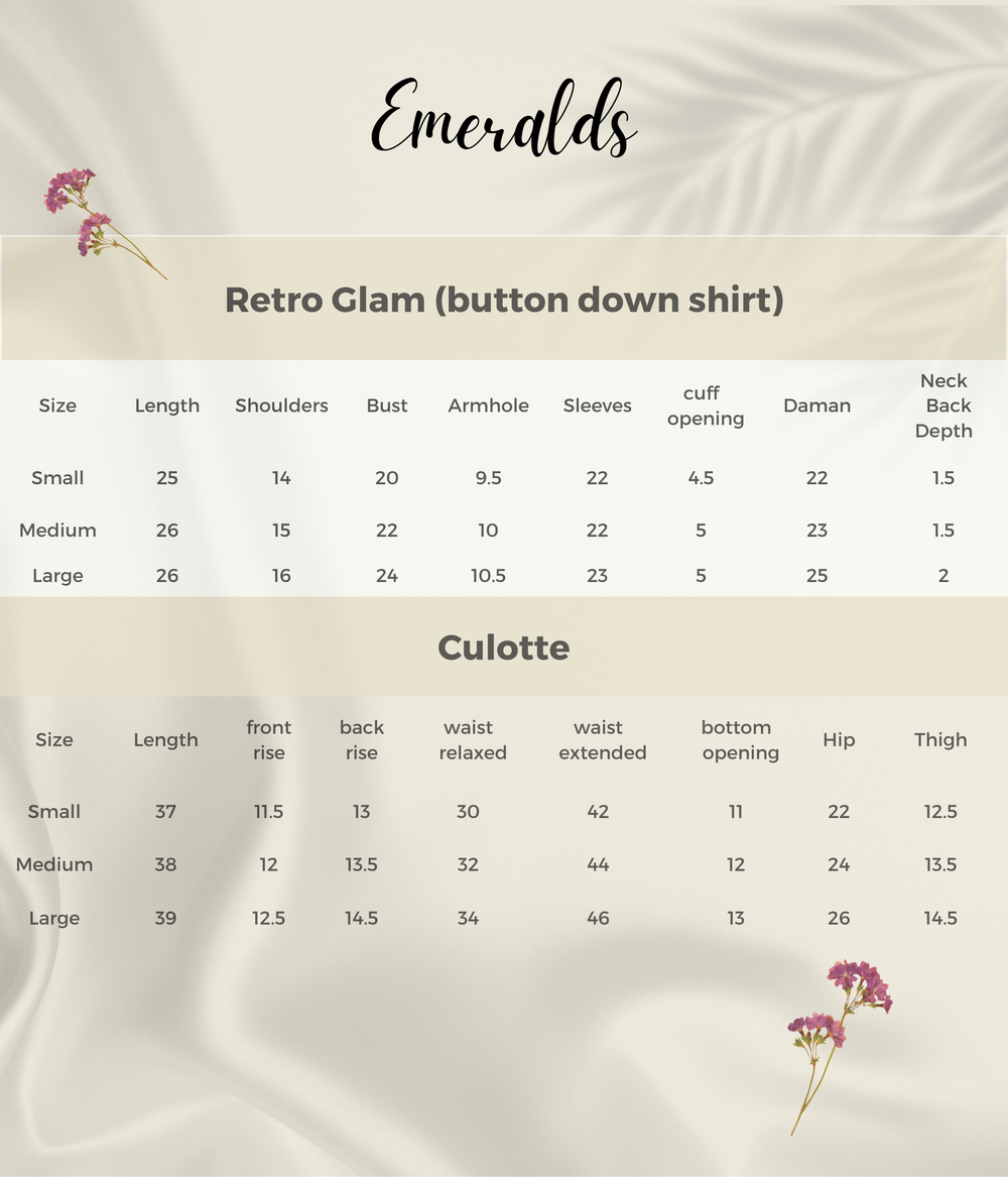Retro Glam Size Guide